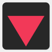 invertiertes rotes Dreieck Quadratischer Aufkleber (Vorderseite)