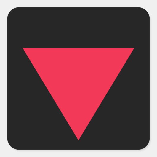 invertiertes rotes Dreieck Quadratischer Aufkleber (Vorderseite)