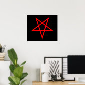 Invertiertes rotes Pentagramm Poster (Heimbüro)