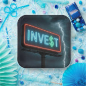 Invest Neon Billboard with Lightning Pappteller (Party)