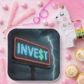 Invest Neon Billboard with Lightning Pappteller (Party)
