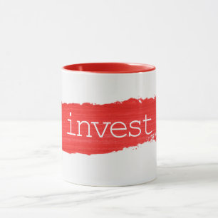 INVEST-Text auf roter Paint-Mug Tasse