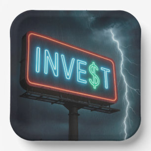 Investieren Sie Neon-Werbetafel mit Blitz Pappteller
