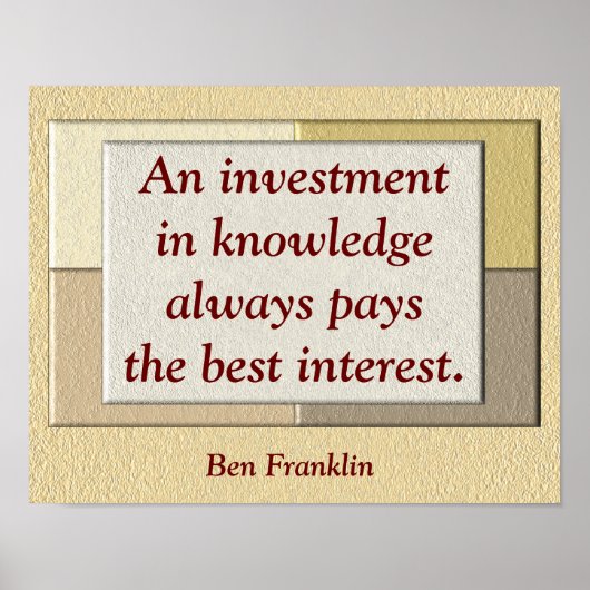 Investitionen in Wissen - Anführungsdruck Poster (Vorne)