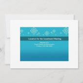 Investitions-Sitzungs-Einladungs-Karte Einladung (Rückseite)