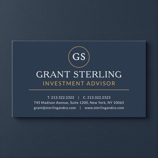 Investment Advisor Navy Blue Gold Luxury Visitenkarte