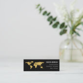 Investments Finance Advisor Analyst World Map Gold Mini Visitenkarte (Stehend Vorderseite)