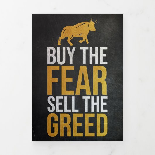 Investor Buy Fear Sell Greed Trader Dreifach Gefaltete Karte (Cover)