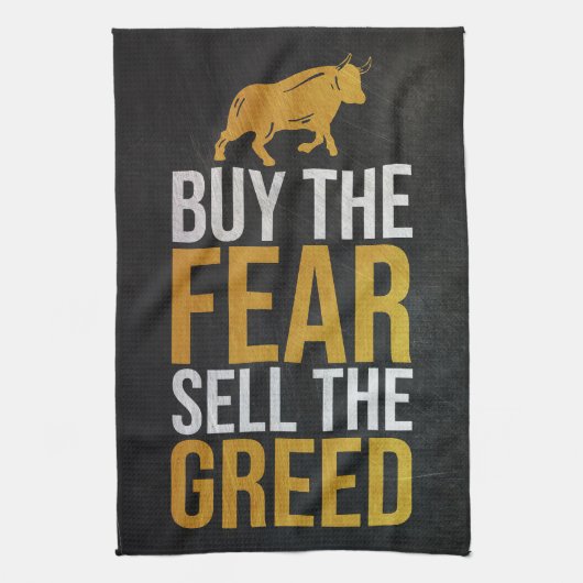 Investor Buy Fear Sell Greed Trader Geschirrtuch (Vertikal)