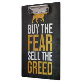 Investor Buy Fear Sell Greed Trader Klemmbrett (Links)