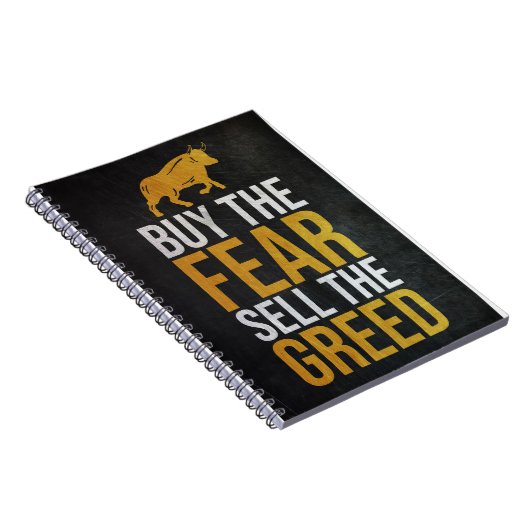 Investor Buy Fear Sell Greed Trader Notizblock (Rechte Seite)