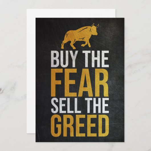 Investor Buy Fear Sell Greed Trader Save The Date (Vorne/Hinten)