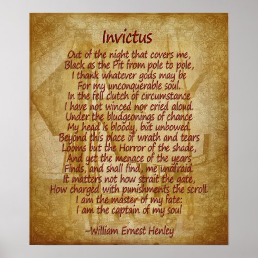 Invictus, Gedicht auf Pergament Blick Hintergrund Poster (Vorne)