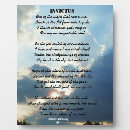 INVICTUS-Gedicht Fotoplatte (Vorderseite)