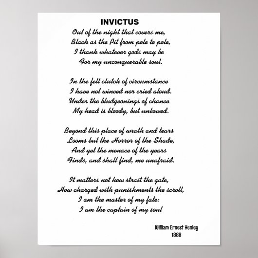 INVICTUS-Gedicht Poster (Vorne)