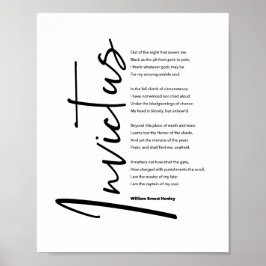 Invictus Gedicht von Henley in Modern Black Script Poster