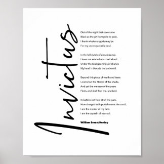 Invictus Gedicht von Henley in Modern Black Script Poster