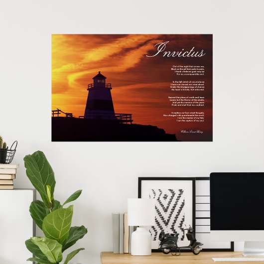 Invictus ~ Inspirationsgedicht ~ Leinwand Poster (Heimbüro)