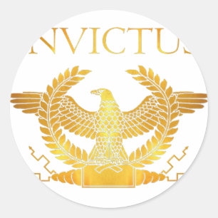 invictus Logo goldenen Adlers Runder Aufkleber
