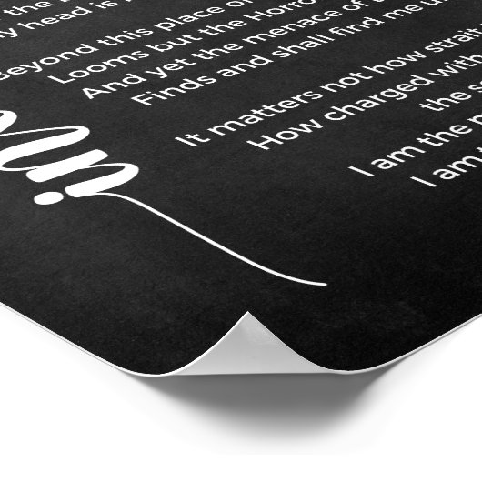 Invictus Poem Black and White Poster (Ecke)