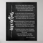 Invictus Poem Black and White Poster (Vorne)