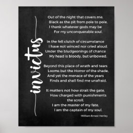 Invictus Poem Black and White Poster