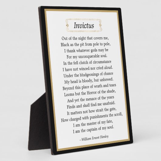 Invictus Poem Tabletop Fotoplatte (Seite)