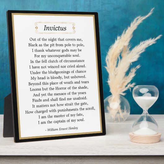 Invictus Poem Tabletop Fotoplatte (Seite)