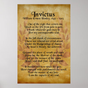 "Invictus", Viktorianischer Gedicht mit Lorbeerkra Poster