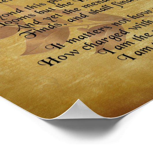 "Invictus", Viktorianischer Gedicht mit Lorbeerkra Poster (Ecke)