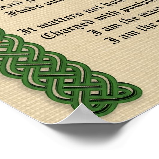 Invictus, Viktorianisches Gedicht Keltische Knoten Poster (Ecke)