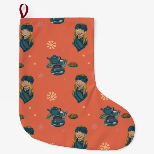 Invierno acogedor con té caliente y pastas großer weihnachtsstrumpf (Vorderseite)