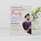 Invit der Minimalistischen Graduiertengruppe Grau Einladung (Stehend Vorderseite)