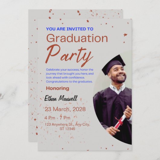 Invit der Minimalistischen Graduiertengruppe Grau Einladung (Vorne/Hinten)