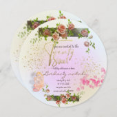 Invitación 20 cumpleaños con rosas perso einladung (Vorne/Hinten)