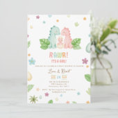 Invitación a Baby Shower de dinosaurios Einladung (Stehend Vorderseite)