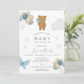 Invitación a Baby Shower de Teddy Bear Einladung (Stehend Vorderseite)