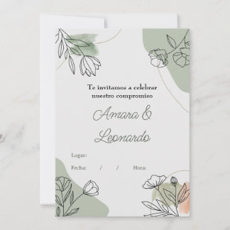 Invitación a compromiso o boda con flores einladung