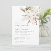 Invitación a una boda de boho floral rústica con f einladung (Stehend Vorderseite)