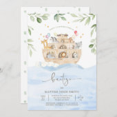 Invitación al Bautismo del Arca de Noé Einladung (Vorne/Hinten)