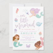 Invitación al cumpleaños de la sirena bajo el mar einladung (Vorderseite)