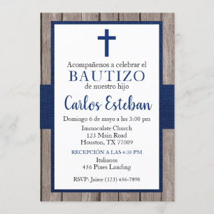 Invitación Azul Marino de Bautizo de Niño Einladung