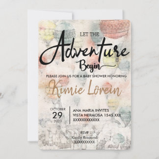 INVITACIÓN BABY SHOWER QUE EMPIECE LA AVENTURA EINLADUNG