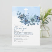 Invitacion Bautizo Blumen Elegante Taufe Einladung (Stehend Vorderseite)