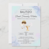 Invitacion Bautizo Boy Angel Katholische Niedliche Einladung (Vorderseite)