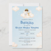Invitacion Bautizo Boy Angel Katholische Taufe Einladung (Vorderseite)
