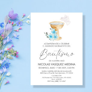 Invitacion Bautizo Chalice Blühende Blumen Taufe Einladung