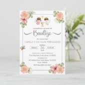 Invitacion Bautizo Niedliche Twin Angels Einladung (Stehend Vorderseite)