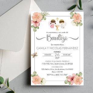Invitacion Bautizo Niedliche Twin Angels Einladung