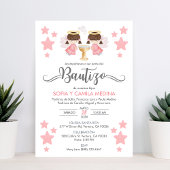 Invitacion Bautizo niñas Taufe Niedlich Twins Ange Einladung